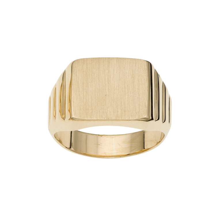 14K Gold Rectangular Satin Signet Ring