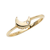 14K Gold .005ct Diamond Moon Ring