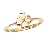 14K Gold .005ct Diamond Clover Ring