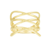 14K Gold Triple Row Crisscross Ring