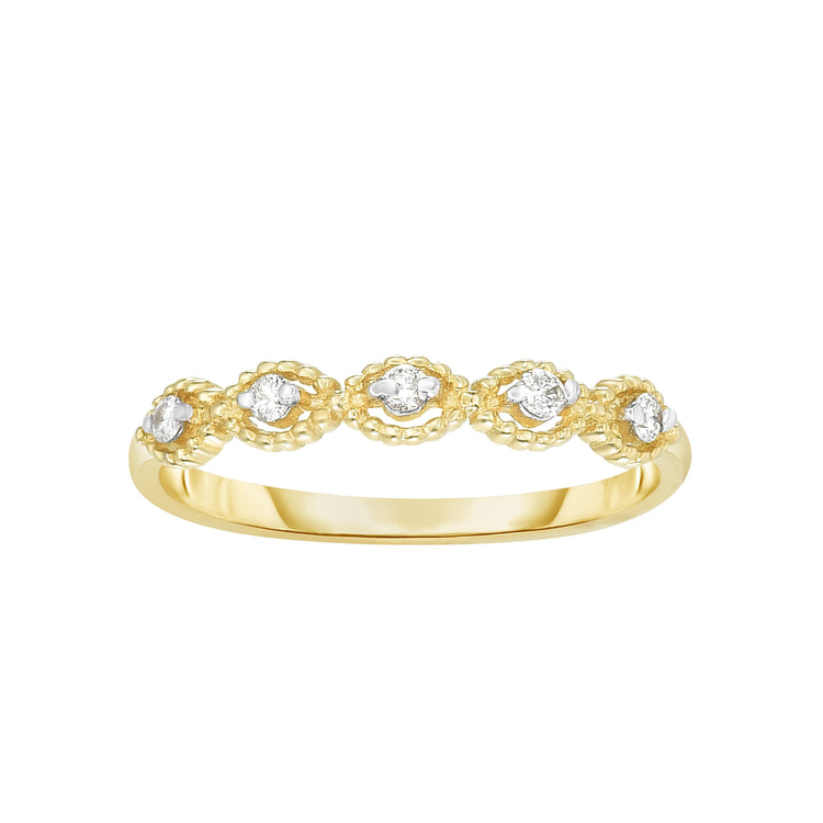 14K Gold .10ct Diamond Oval Shape Stackable Ring