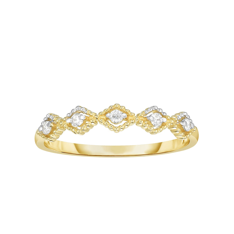 14K Gold .08ct Diamond Kite Shape Stackable Ring