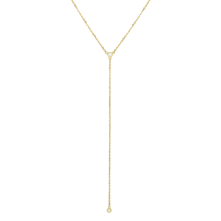 14K Gold .10ct Diamond Y Necklace