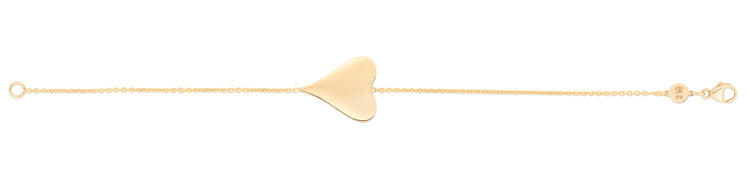 14K Gold Polished Engravable Elongated Heart Bracelet