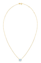 14K Gold Emerald Cut Blue Topaz Necklace