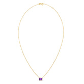 14K Gold Emerald Cut Amethyst Necklace