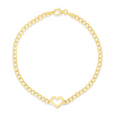 14K Heart Curb Bracelet