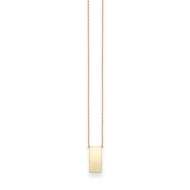 14K Gold Polished Rectangular Bar Necklace
