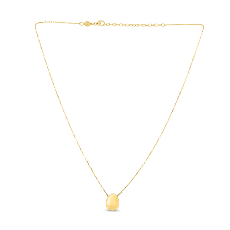 14K Gold Polished Bean Necklace