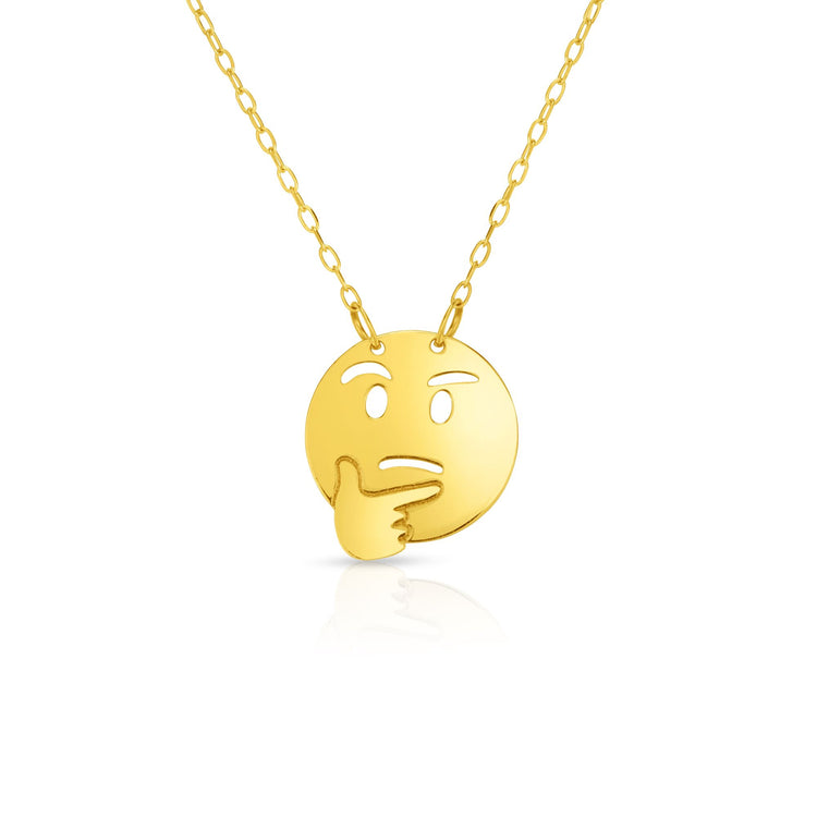 14K Gold Thinking Roymoji Necklace