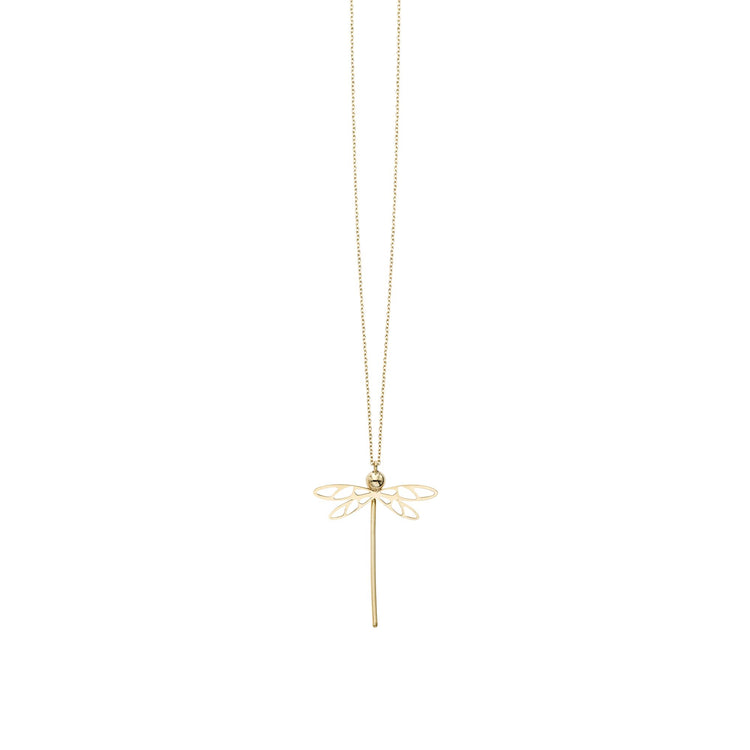 14K Gold Polished Dragonfly Necklace