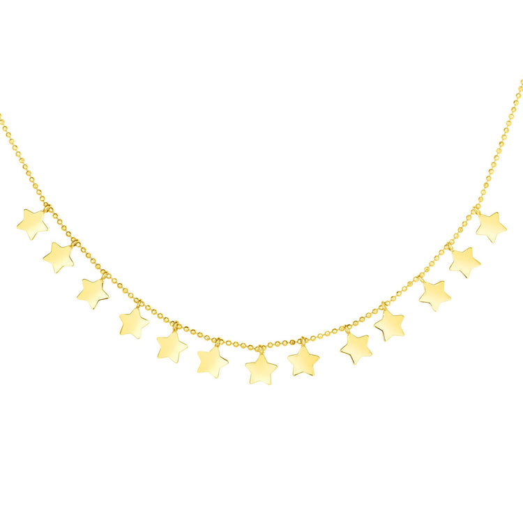 14K Gold Polished Star Dangle Necklace