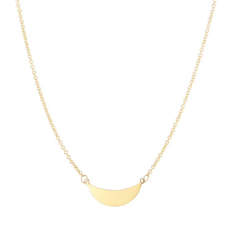 14K Gold  Polished Crescent Necklace