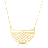 14K Gold Geometric Half Moon Necklace