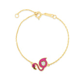 14K Gold Enamel Flamingo Bracelet