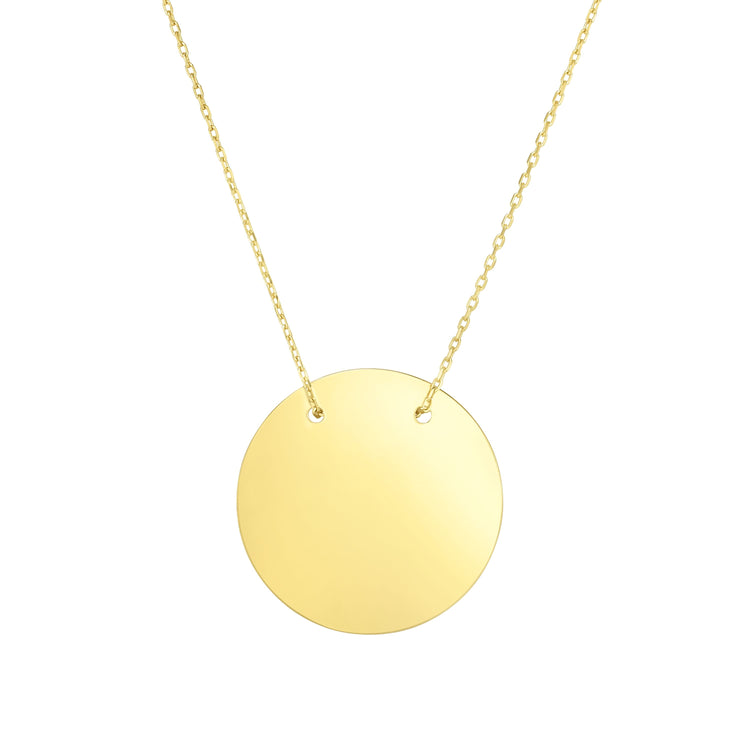 14K Gold Polished Disc Necklace