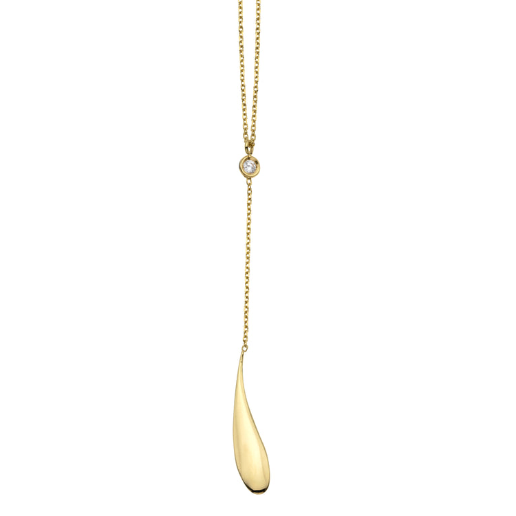 14K Gold Polished Tear Drop Diamond Necklace
