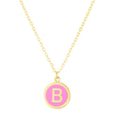 14K Pink Enamel B Initial Bracelet