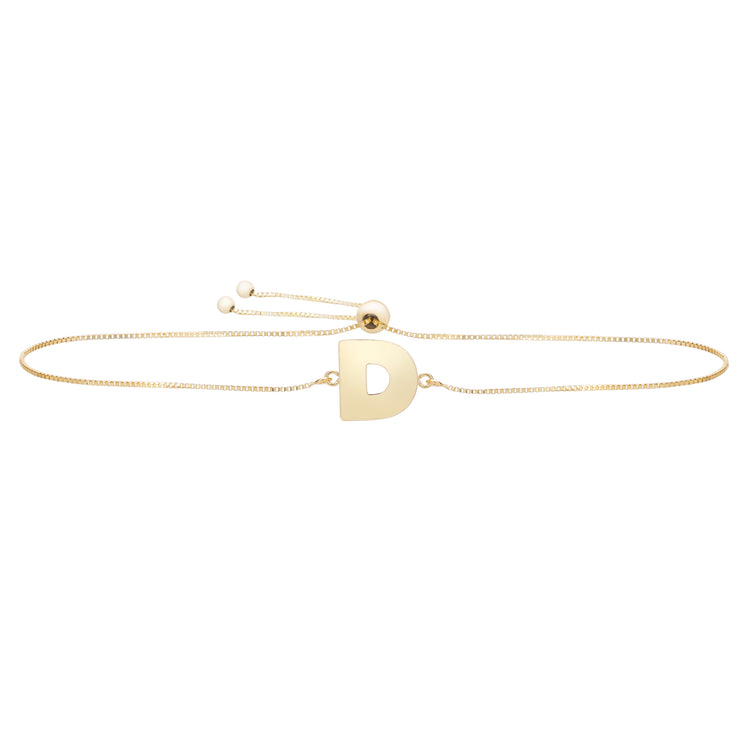 14K Gold Initial D Bolo Bracelet