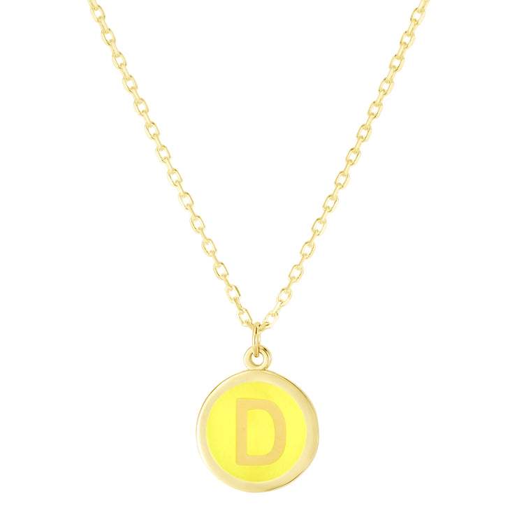 14K Yellow Enamel D Initial Bracelet