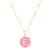 14K Pink Enamel E Initial Bracelet