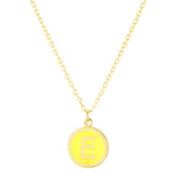 14K Yellow Enamel E Initial Bracelet