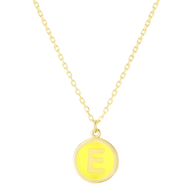 14K Yellow Enamel E Initial Bracelet