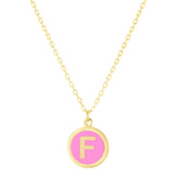 14K Pink Enamel F Initial Bracelet