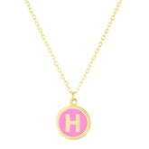 14K Pink Enamel H Initial Bracelet