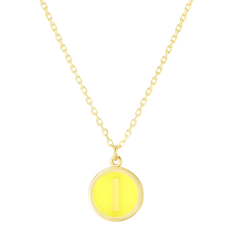 14K Yellow Enamel I Initial Bracelet