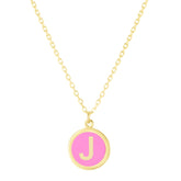 14K Pink Enamel J Initial Bracelet