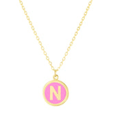 14K Pink Enamel N Initial Bracelet
