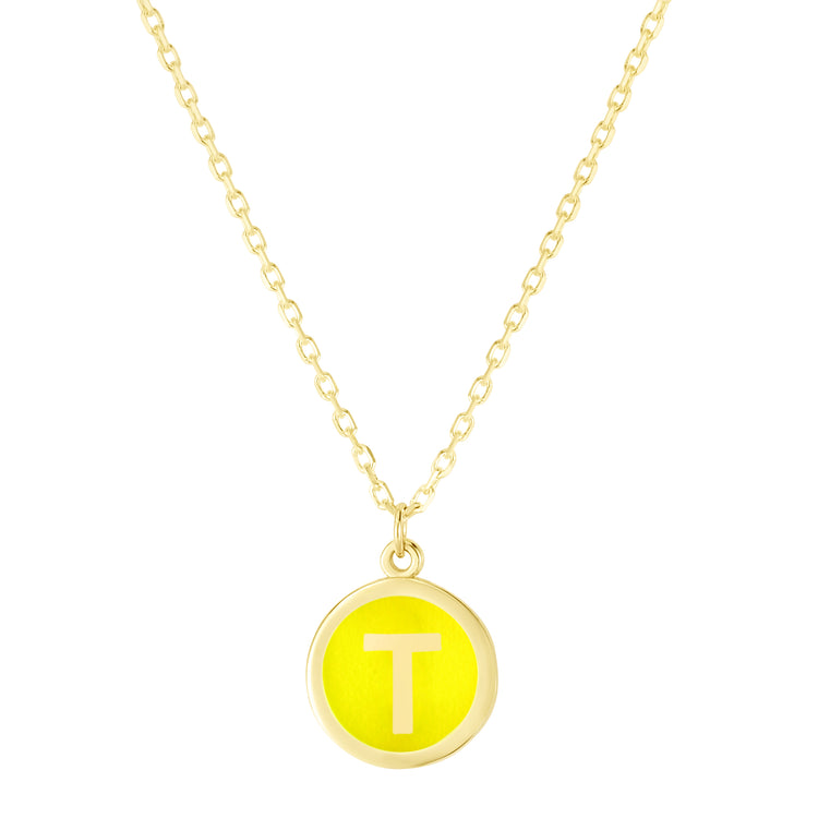 14K Yellow Enamel T Initial Bracelet