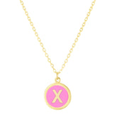 14K Pink Enamel X Initial Bracelet