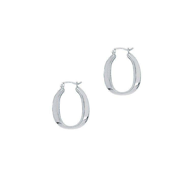14K Gold Polished Oval Back to Back Hoop Earring