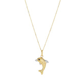 14K Gold Diamond Cut Dolphin Necklace
