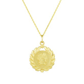 14K Gold Roman Coin & Leaf Inspired Necklace