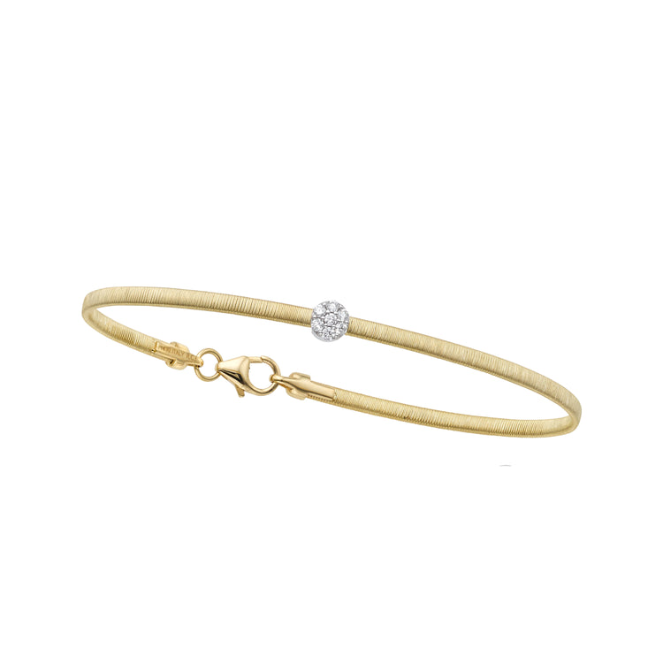 14K Gold Satin Italian Silk Diamond Bangle