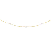 14K Gold Pearl Station Necklace