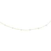 14K Gold Pearl Station Necklace
