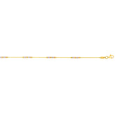 14K Tri-color Gold Diamond Cut Bead Station Anklet