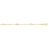 14K Tri-color Gold Diamond Cut Anklet
