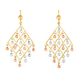 14K Tri-color Gold Bead Chandelier Earring