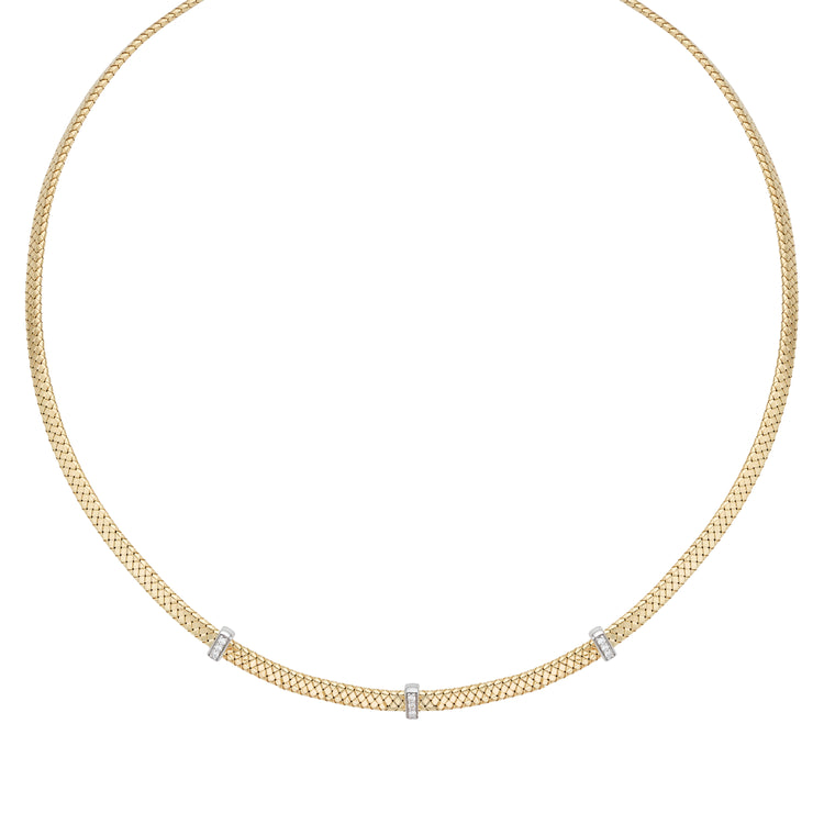 14K Gold Basketweave Diamond Accent Necklace