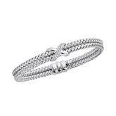 14K Gold .18ct Diamond Station Woven Bangle