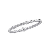 14K Gold .24ct Diamond Station Woven Bangle