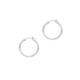 14K Gold 2mm Diamond Cut Hoop Earring