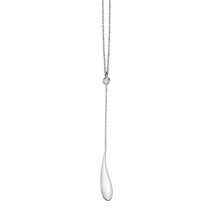 14K Gold Polished Tear Drop Diamond Necklace