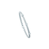 14K Gold .21ct Diamond Station Woven Bangle