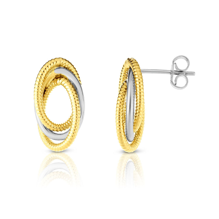 14K Gold Open Oval Love Knot Stud Earring
